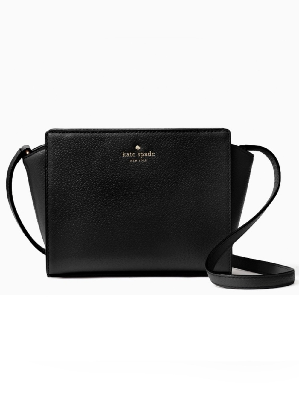 KATE SPADE NY | Grande St. Hayden Black Compact Pebbled Leather Crossbody Purse